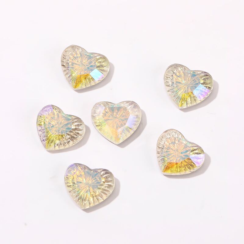 

6pcs Heart Shaped Rhinestone Nail Art Decoration, Multicolor