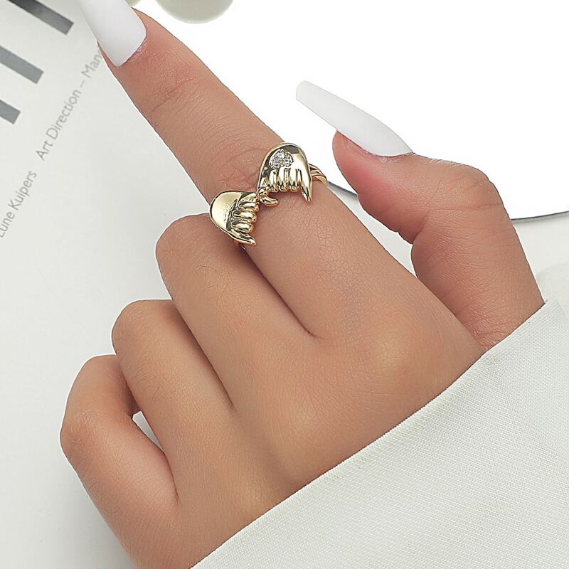 

1pc Rhinestone Hand Ring, Gold