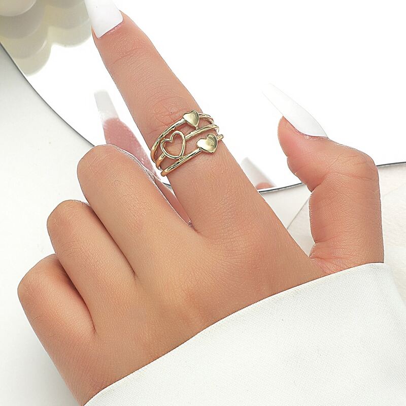 

1pc Heart Layered Ring, Gold