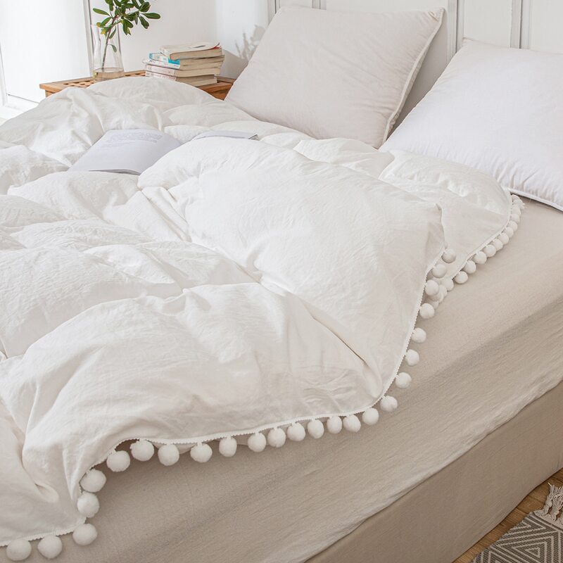 

Pom Pom Decor Duvet Cover Without Filler, White