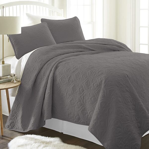

Solid Color Summer Quilt & Pillowcase Set Without Filler, Grey