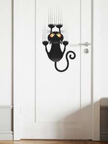 Cat Print Wall Sticker - Black - View 3