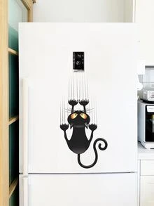 Cat Print Wall Sticker - Black - View 4