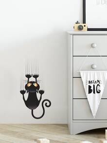 Cat Print Wall Sticker - Black - View 6