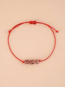 Vòng đeo tay trang trí bằng hạt tròn - Đỏ - Xem 2