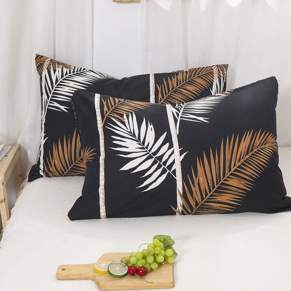 

1pair Leaf Print Pillowcase Without Filler, Multicolor