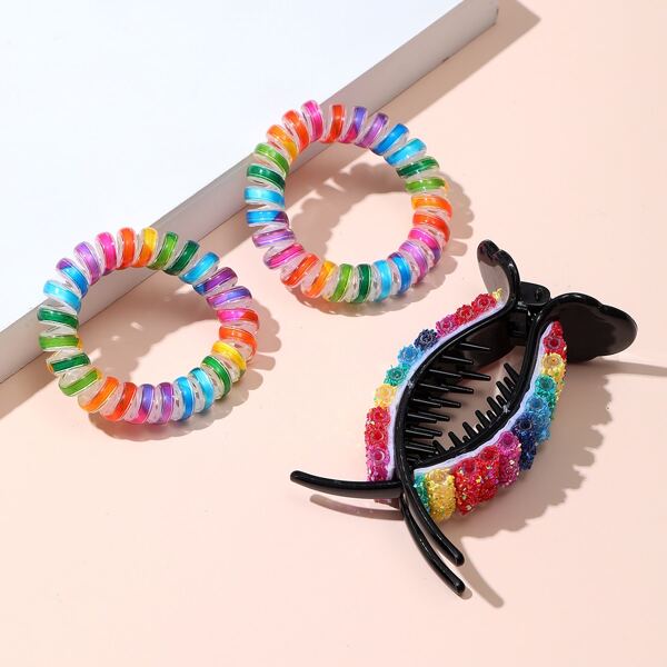 

3pcs Sequin Decor Hair Accessory Set, Multicolor