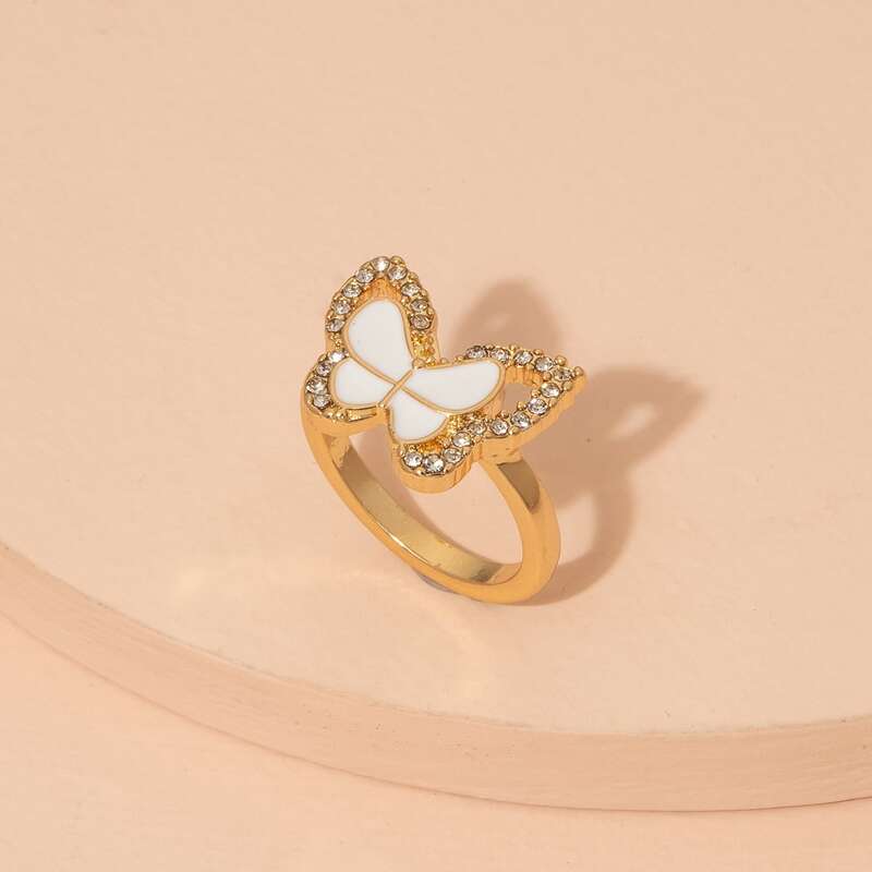 

1pc Rhinestone Butterfly Ring, Gold