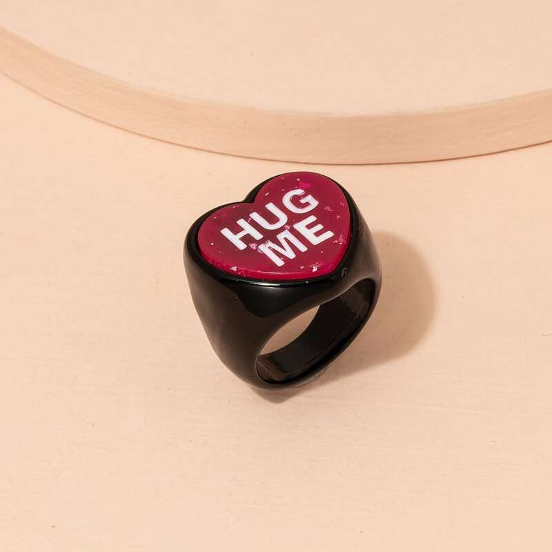 

1pc Heart Ring, Black