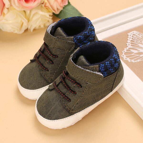 

Baby Boy Velcro Strap High Top Sneakers, Army green