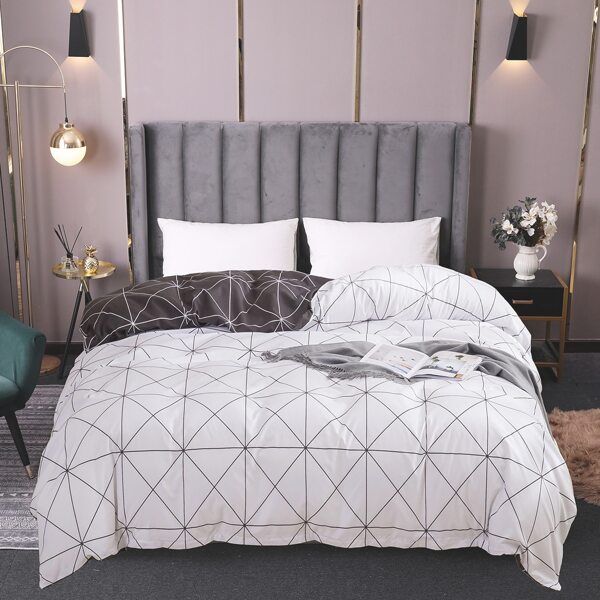 

Geometric Pattern Duvet Cover Without Filler, White