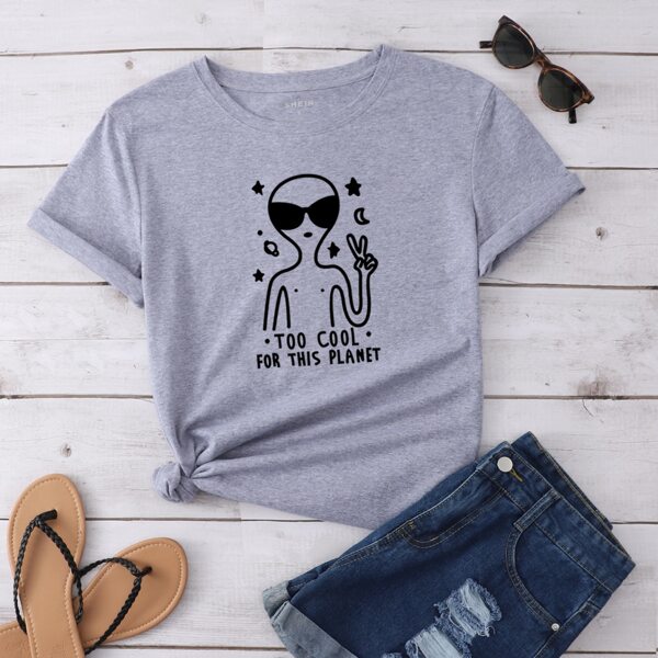 

Alien & Slogan Graphic Tee, Light grey