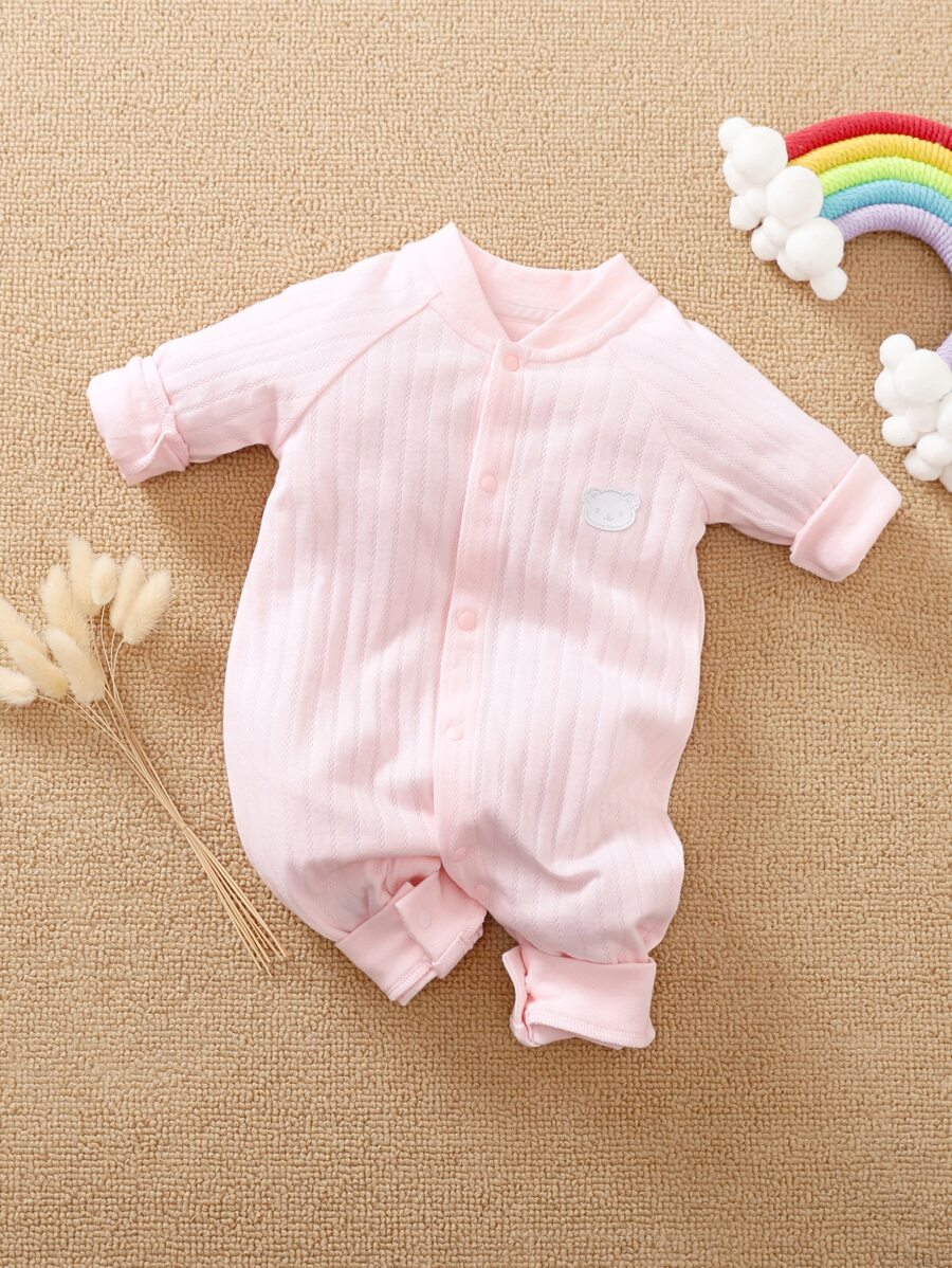Yierying Áo liền quần Em bé Đắp vá Hoạt hình Dễ thương - Màu Hồng baby - Xem 1