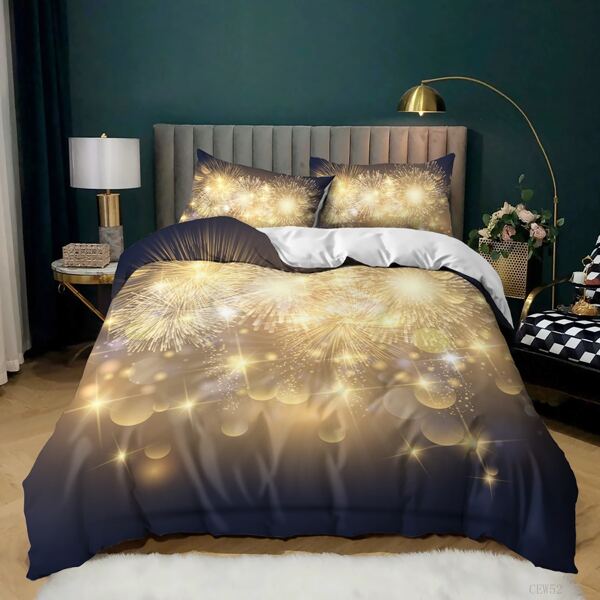 

Fireworks Print Duvet Cover Set Without Filler, Multicolor