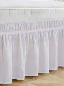 1pc+100% Polyester+White Ruffled Edge+1 Bed Skirt+A Perfect Choice For Bedroom And Guest Room Decoration