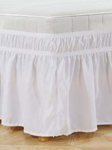 1pc+100% Polyester+White Ruffled Edge+1 Bed Skirt+A Perfect Choice For Bedroom And Guest Room Decoration