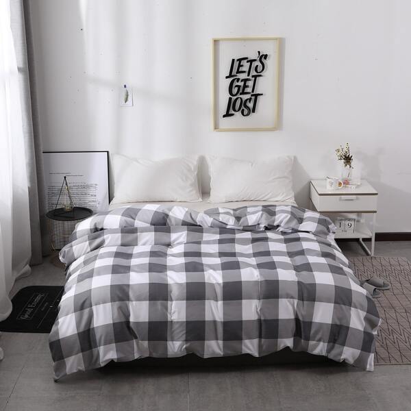 

Gingham Pattern Duvet Cover Without Filler, Multicolor