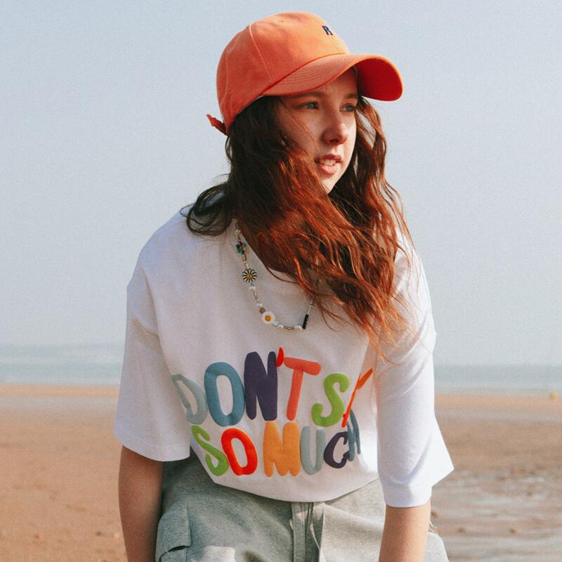 

Drop Shoulder Slogan Pattern Oversize Tee, White