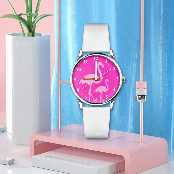 

Flamingo Dial Round Pointer Quartz Watch