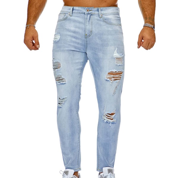 

Men Ripped Skinny Jeans, Light wash