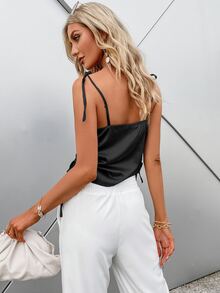 Sollinarry Top de tirantes de satén - Negro - Ver 2