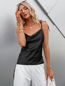 Sollinarry Top de tirantes de satén - Negro - Ver 3