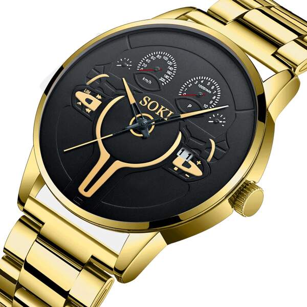 

Men Round Pointer Date Quartz Watch