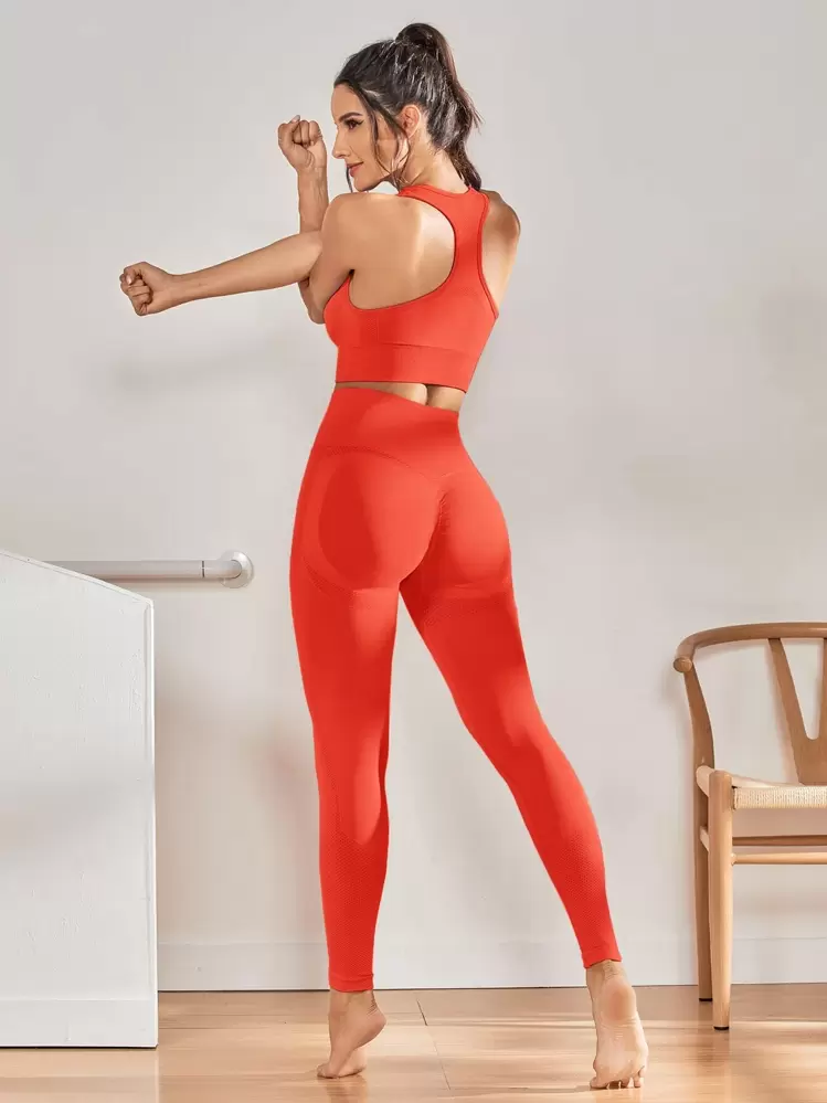 シームレス レーサーバック スポーツブラ & スポーツレギンス | SHEIN