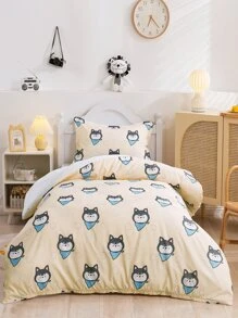 兒童卡通狗狗圖案羽絨被套套裝不附帶內芯