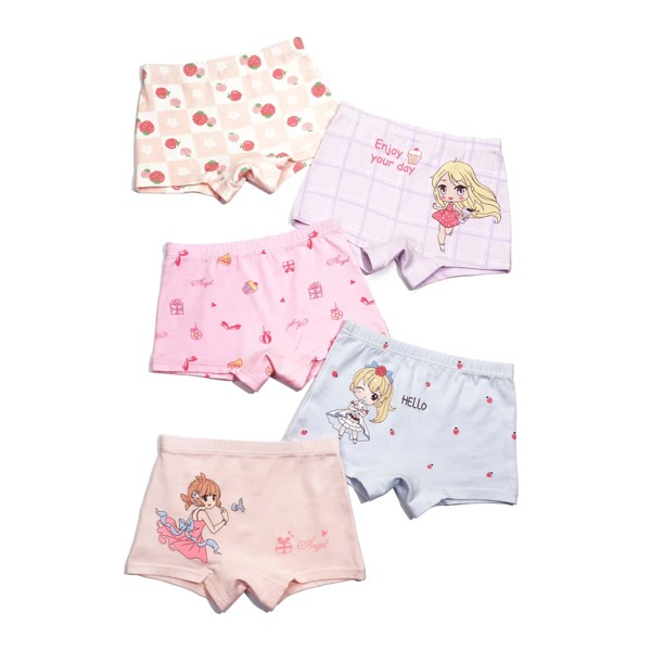 

Toddler Girls 5pcs Cartoon Graphic Shortie Brief, Multicolor