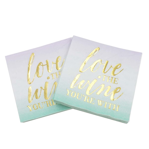 

20pcs Slogan Graphic Paper Napkin, Gold