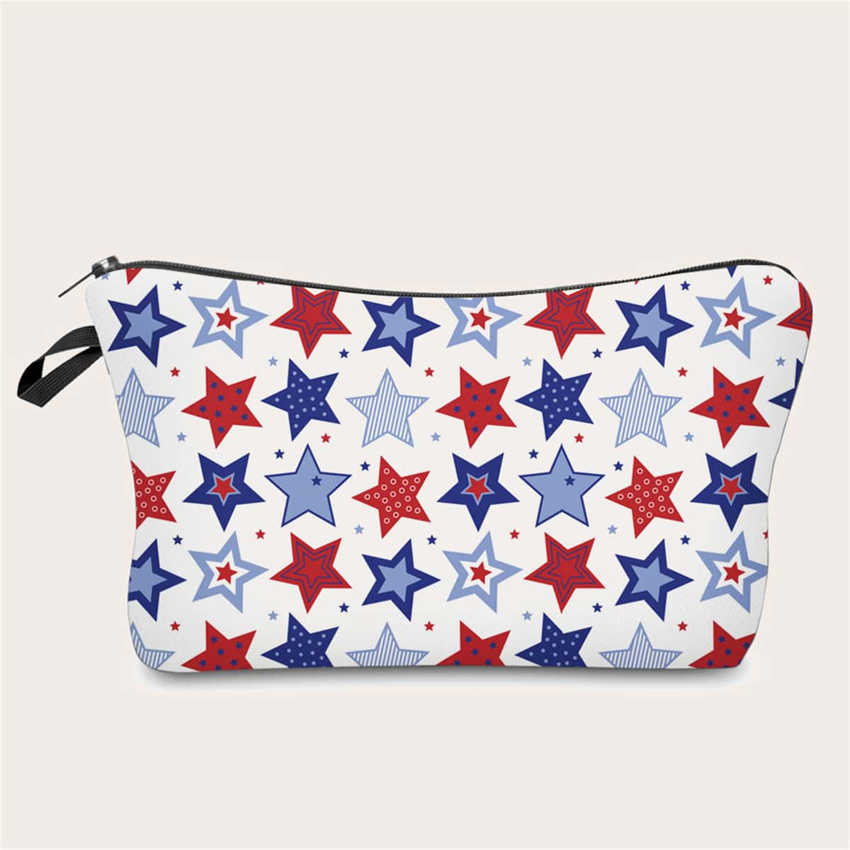 

Star Pattern Zipper Makeup Bag, White