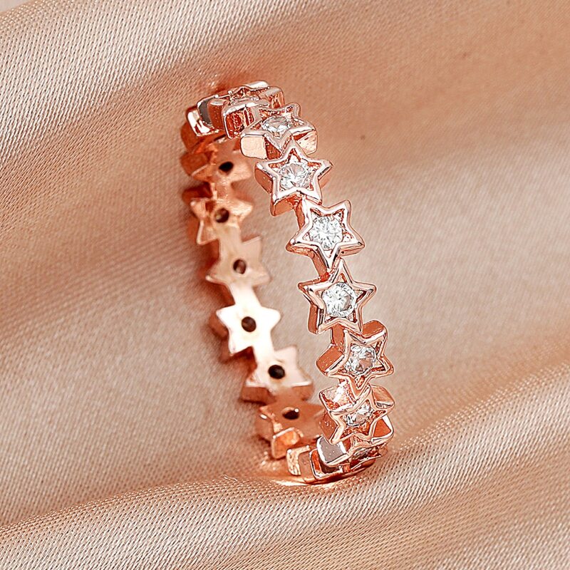 

1pc Rhinestone Star Ring, Rose gold