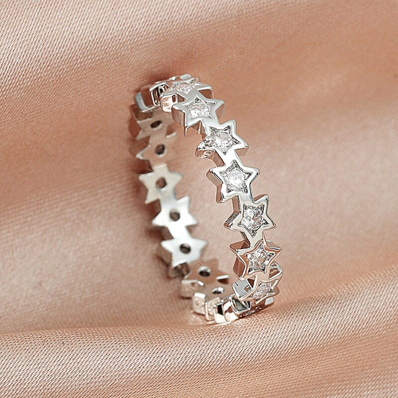 

1pc Rhinestone Star Ring, Silver