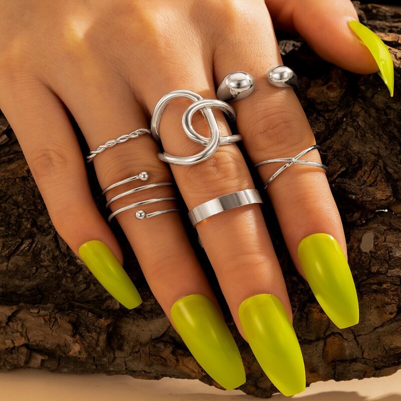

6pcs Criss Cross Ring, Silver