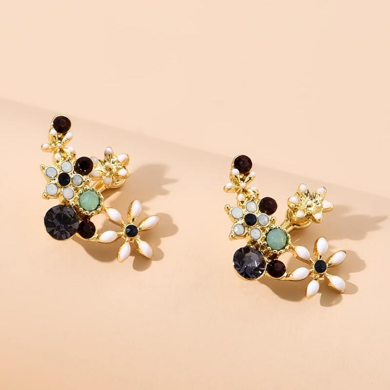 

Rhinestone Floral Stud Earrings, Multicolor