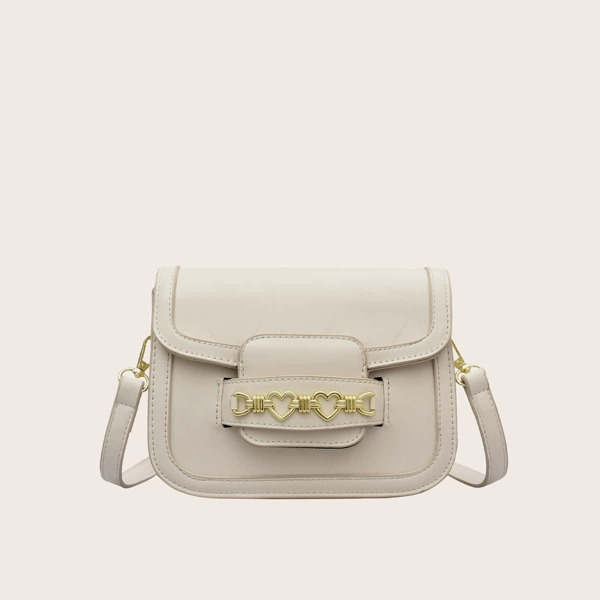 

Metal Decor Crossbody Bag, White