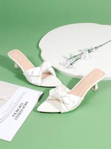 結飾中跟穆勒鞋 - 白色 - 查看 1