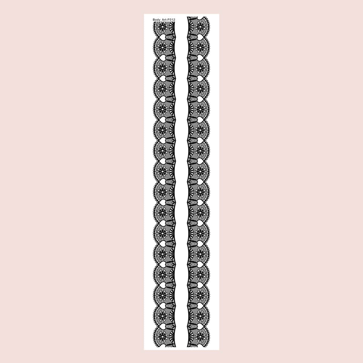 

1sheet Floral Lace Tattoo Sticker, Black