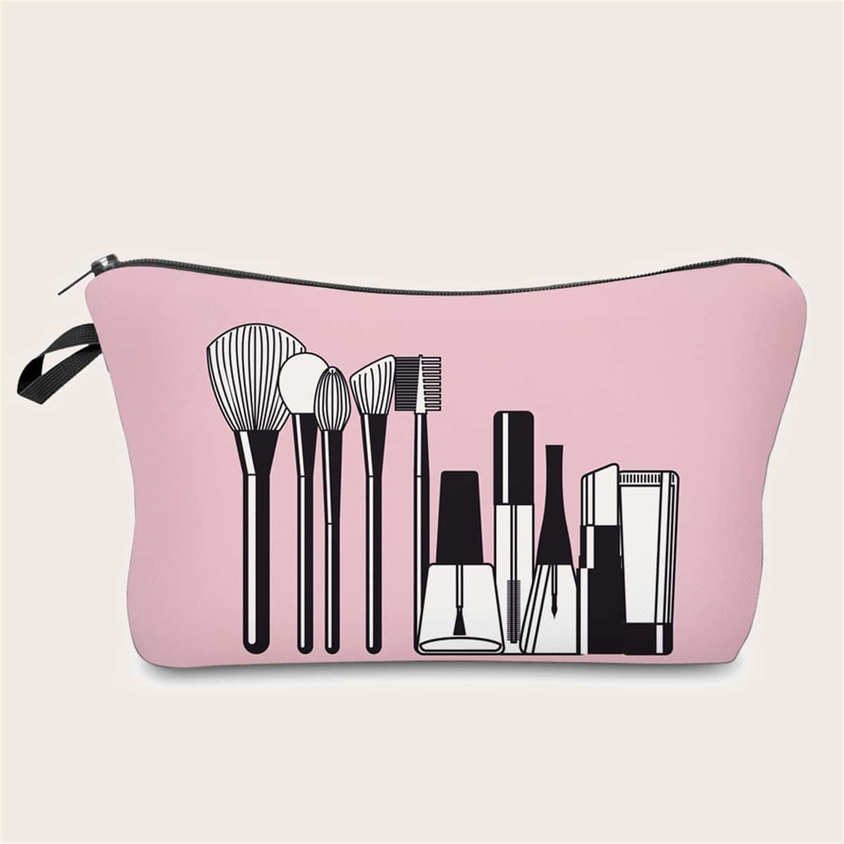 

Cosmetic Painted Zipper Makeup Bag, Pink