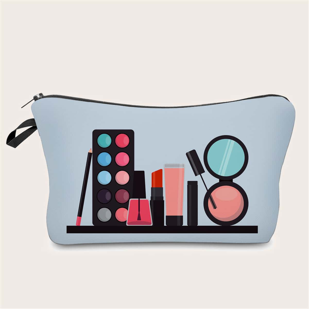 

Cosmetic Painted Zipper Makeup Bag, Blue