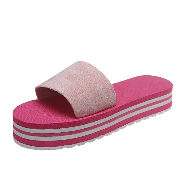 

Open Toe Striped Pattern Slides, Pink