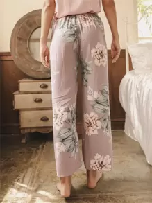 Knot Waist Floral Sleep Trousers - Dusty Purple - View 2