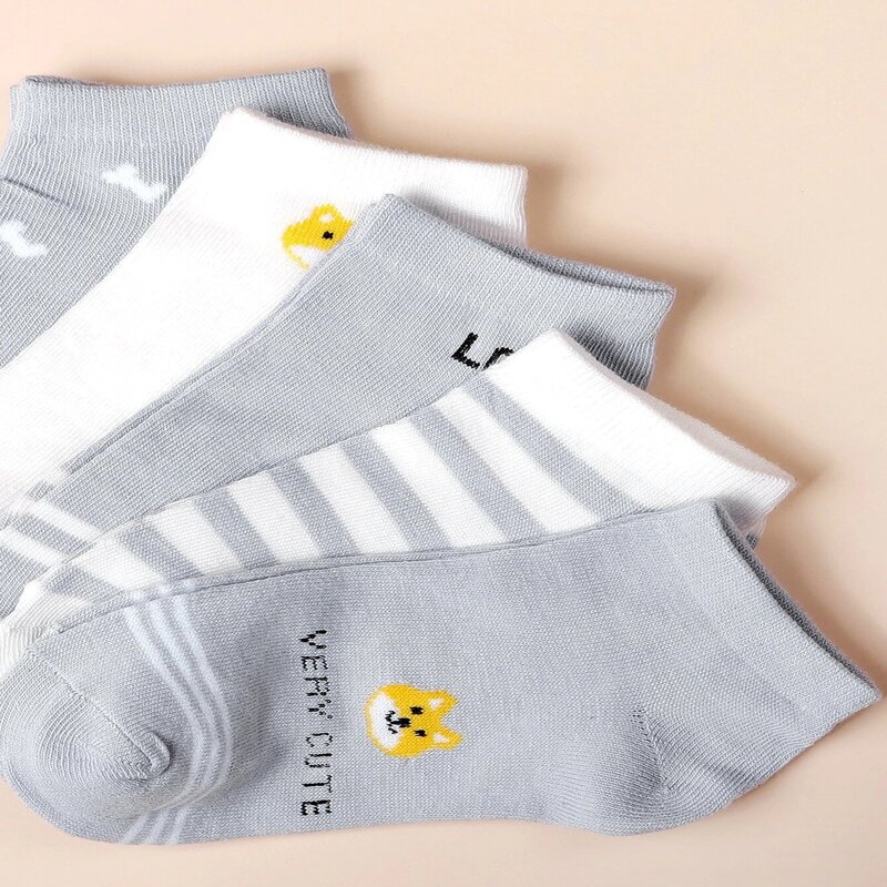 

5pairs Graphic Ankle Socks, Multicolor