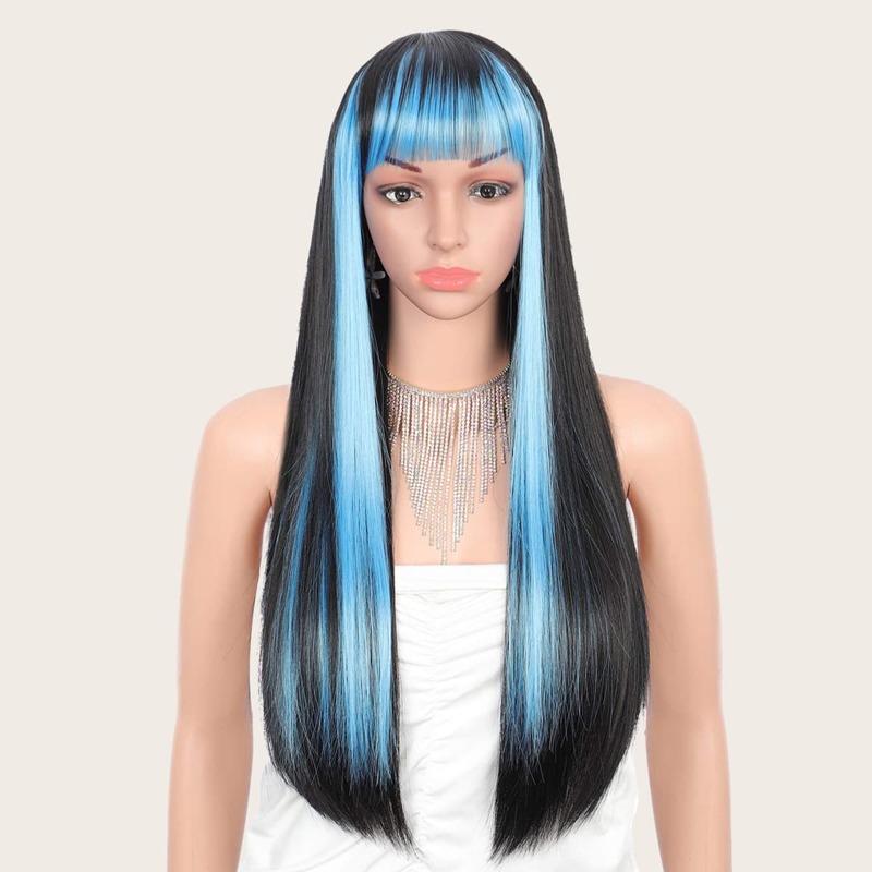 

Two Tone Long Straight Wig With Bangs, Multicolor
