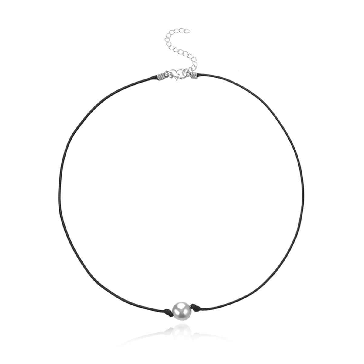 

Faux Pearl Rope Choker, Black