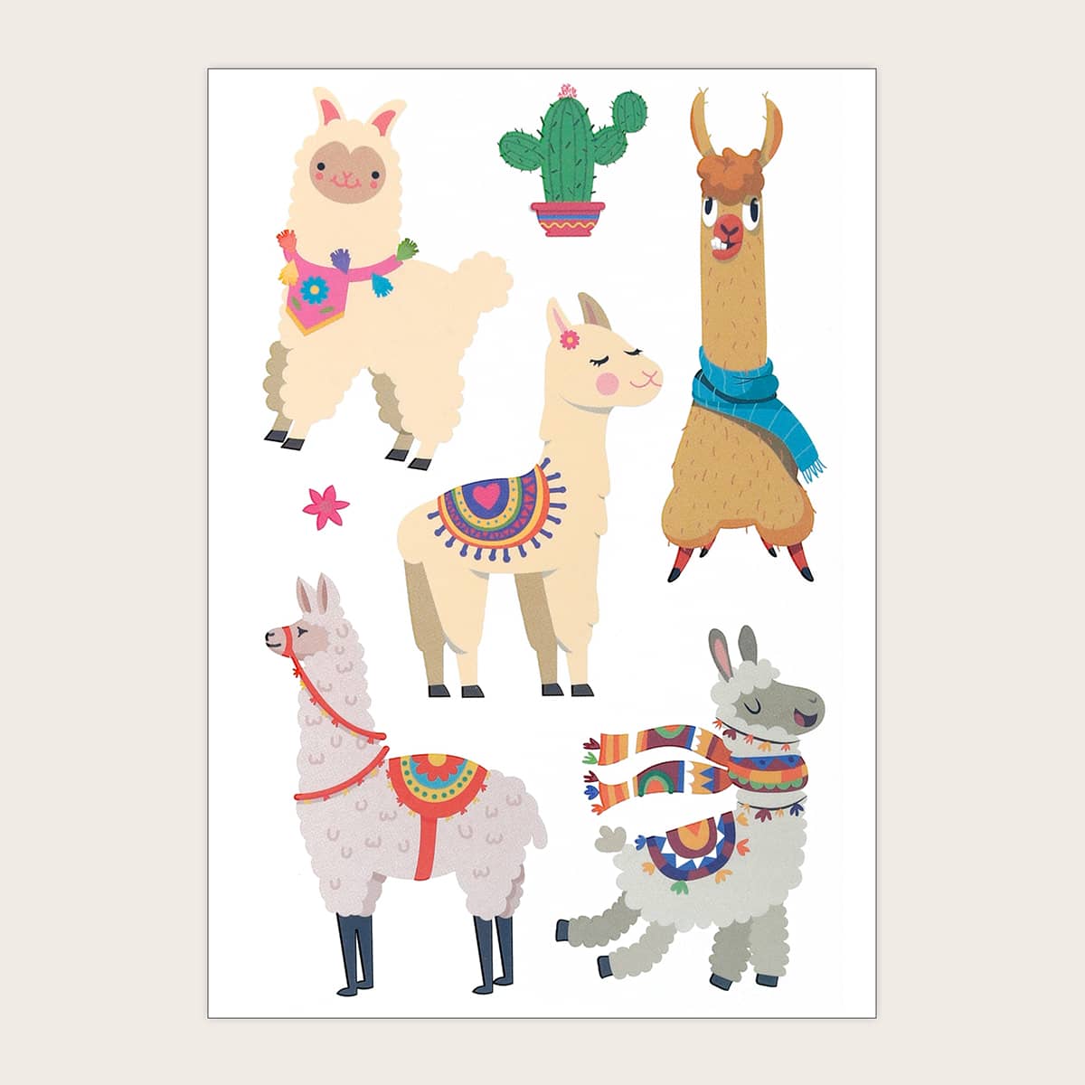 

1sheet Cartoon Alpaca Tattoo Sticker, Multicolor