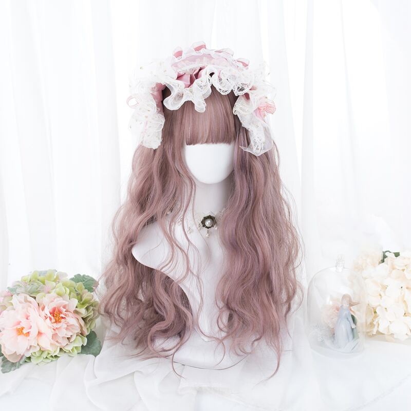

Long Curly Wig With Bangs, Dusty purple