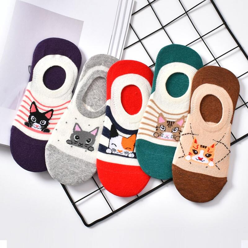 

5pairs Cartoon Invisible Socks, Multicolor