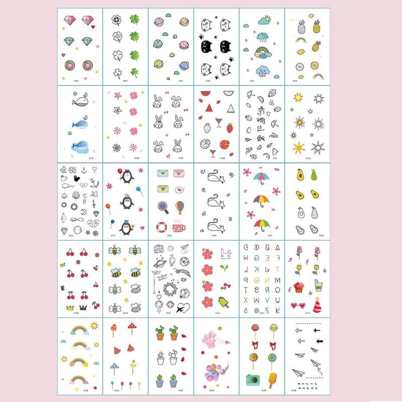 

30sheets Cartoon Tattoo Sticker, Multicolor